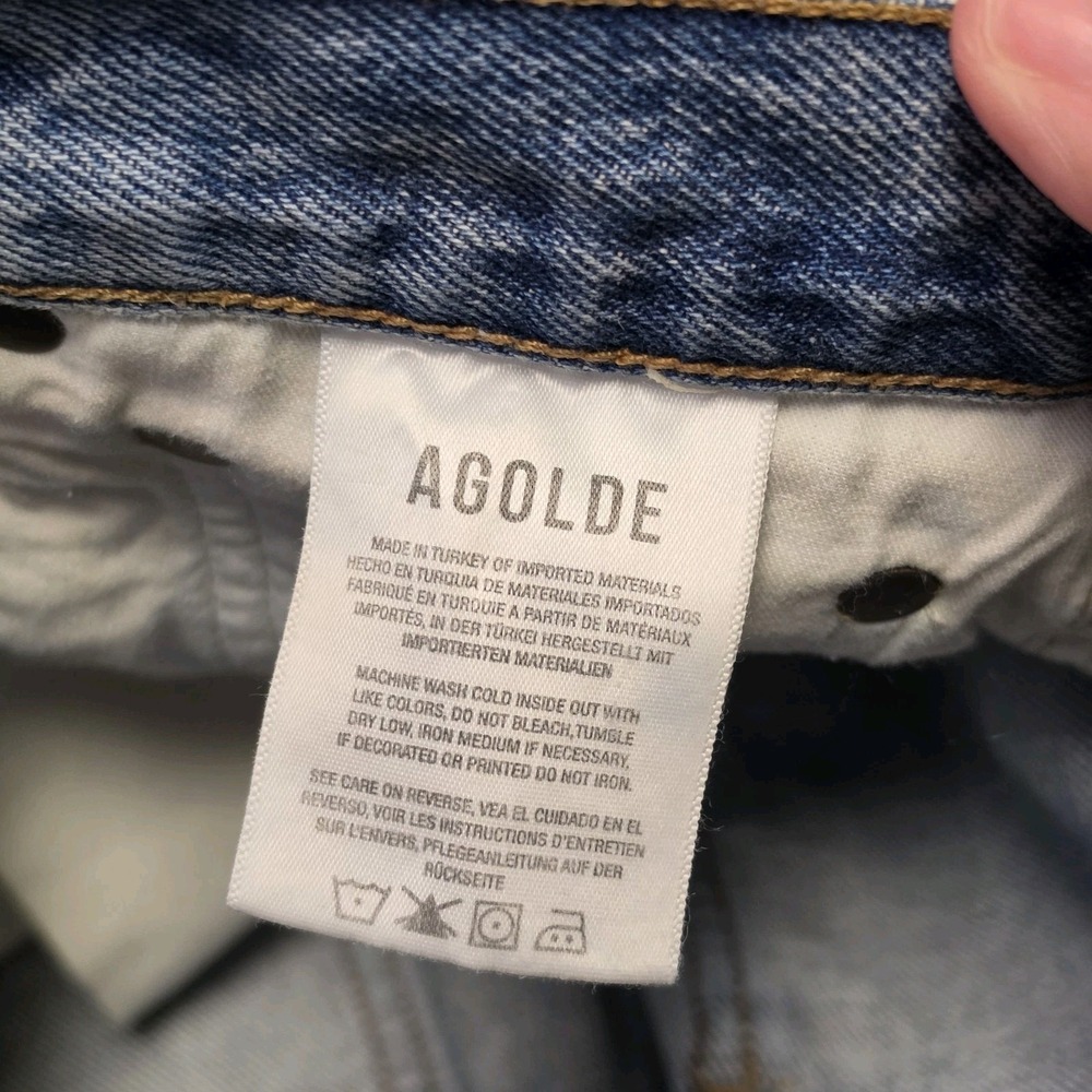 AGOLDE Rumi Denim Cutoff Shorts 27 Cutoff 6" Frayed Bermuda Light Wash Preppy - Picture 5 of 8